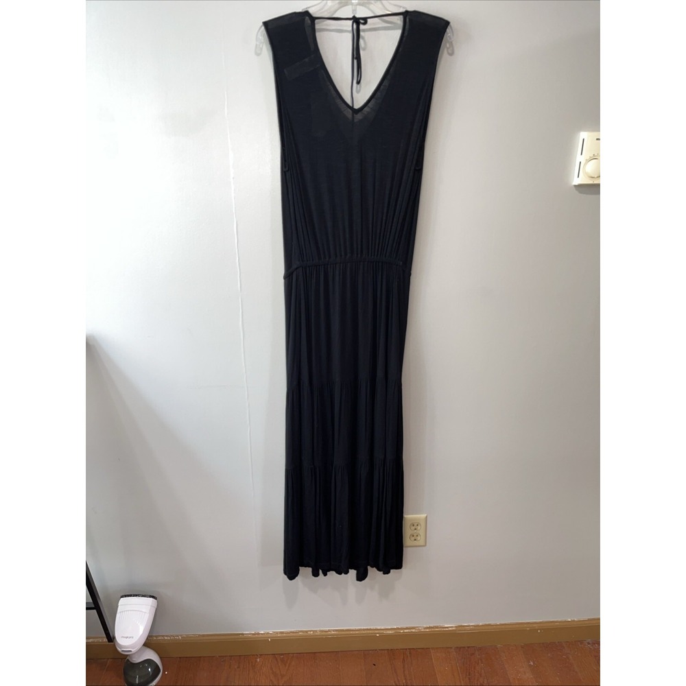 Tommy Bahama Stretch Slub Knit V-neck Maxi Dress Tiered Beach Coverup Black S - Picture 7 of 13
